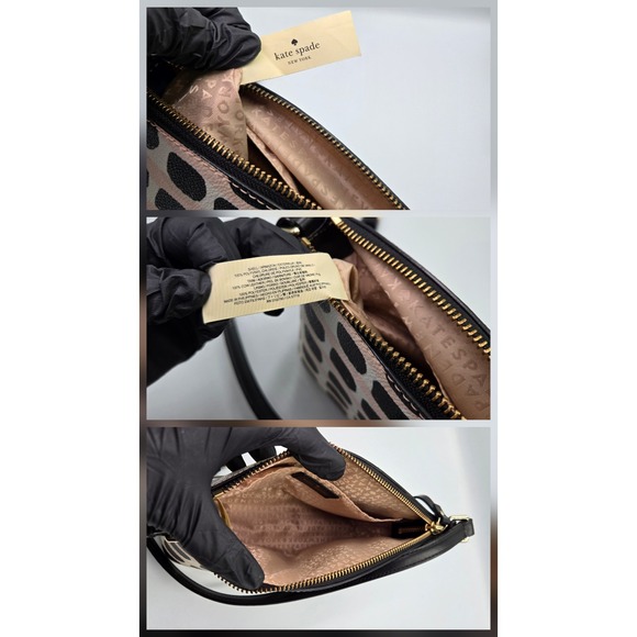 Kate Spade New York Polka Dot Crossbody Bag Black Pink White Leather - Picture 3 of 6